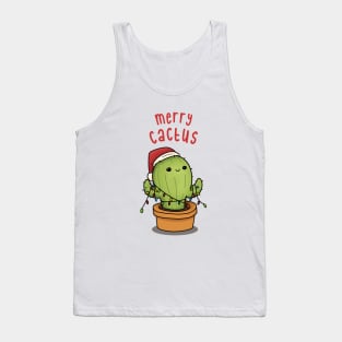 Merry Cactus Christmas Cactus in Santa Hat Tank Top